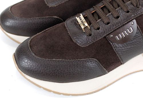 Sneakers damă Bruna Forte din piele floater maro și velur – tendința sezonului