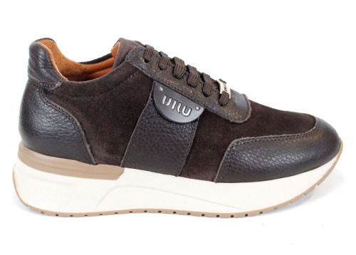 Sneakers damă Bruna Forte din piele floater maro și velur – tendința sezonului