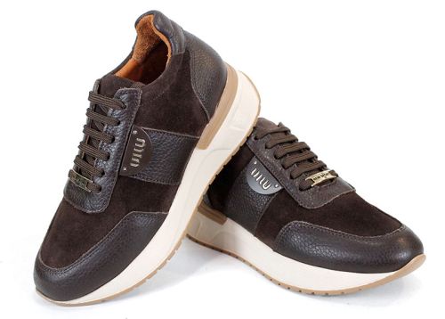 Sneakers damă Bruna Forte din piele floater maro și velur – tendința sezonului