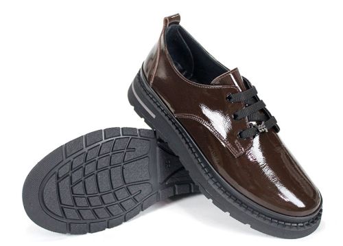 pantofi damă din lac natural maro – Classica Bruna
