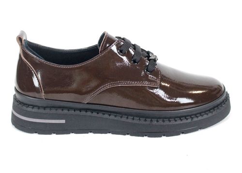 pantofi damă din lac natural maro – Classica Bruna