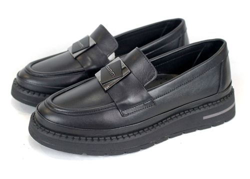 loafers damă din piele naturală negri – Eleganza Nera