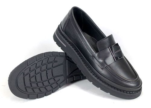 loafers damă din piele naturală negri – Eleganza Nera