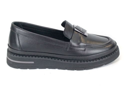 loafers damă din piele naturală negri – Eleganza Nera