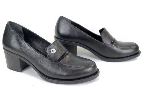 pantofi damă cu toc din piele naturală cu detaliu lac – Eleganza Classica