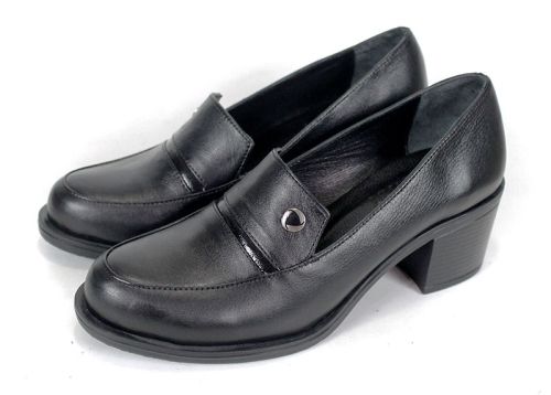 pantofi damă cu toc din piele naturală cu detaliu lac – Eleganza Classica