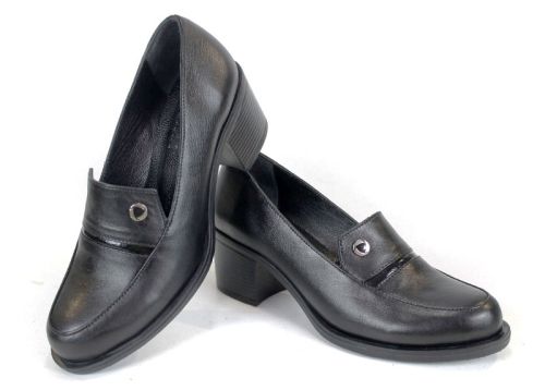 pantofi damă cu toc din piele naturală cu detaliu lac – Eleganza Classica