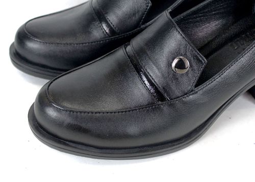 pantofi damă cu toc din piele naturală cu detaliu lac – Eleganza Classica