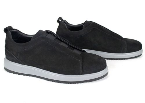 pantofi bărbătești nubuc natural kaki fără șireturi cu elastice și talpă sport