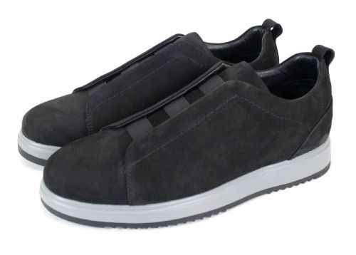 pantofi bărbătești nubuc natural kaki fără șireturi cu elastice și talpă sport