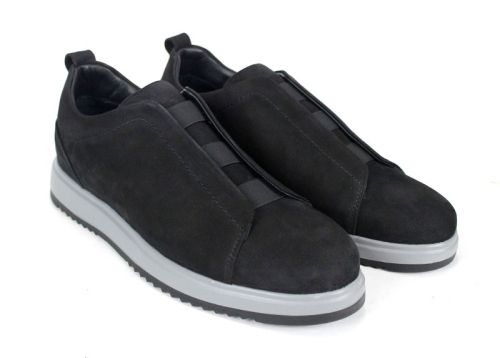 pantofi bărbătești nubuc natural kaki fără șireturi cu elastice și talpă sport