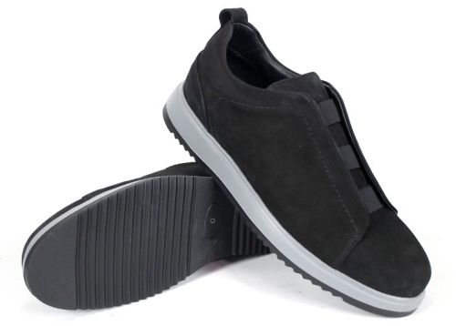 pantofi bărbătești nubuc natural kaki fără șireturi cu elastice și talpă sport