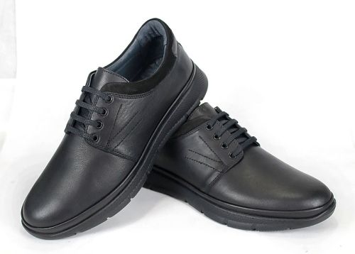 Pantofi casual barbatesti din piele naturala neagra - model Comfort City
