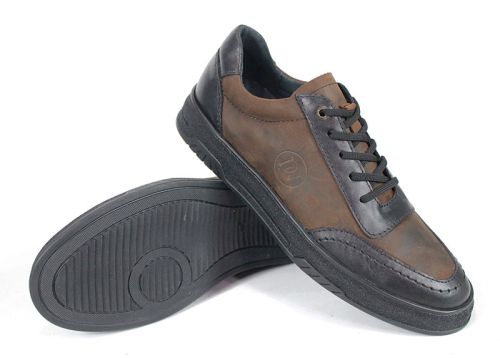 pantofi casual bărbați Noir Rustique din piele naturală neagră și maro