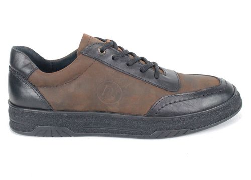 pantofi casual bărbați Noir Rustique din piele naturală neagră și maro