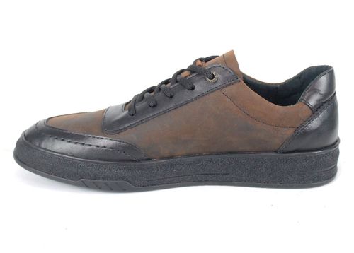 pantofi casual bărbați Noir Rustique din piele naturală neagră și maro