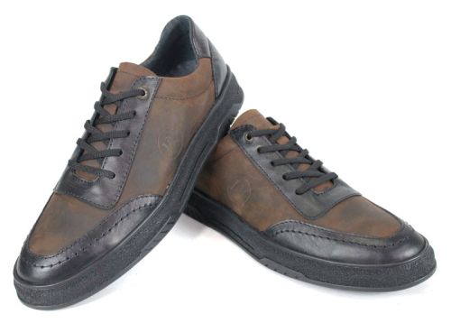 pantofi casual bărbați Noir Rustique din piele naturală neagră și maro