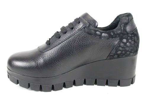 Pantofi damă casual Fortis Linea – piele naturală floater și velur croco, platformă medie cu talpă de iarnă
