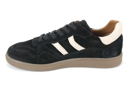 Pantofi sport retro damă Auria Tempo din piele întoarsă naturală – negru cu accente bej