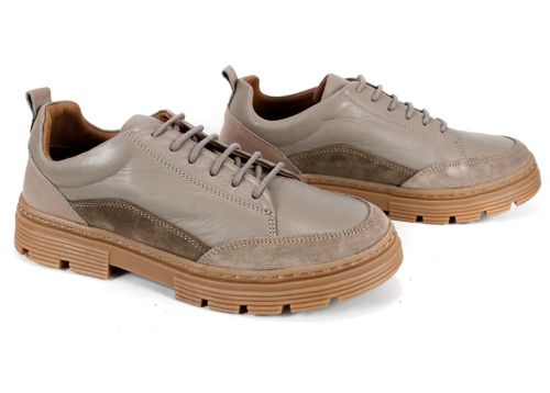 Pantofi casual damă Terra Nova din piele naturală și piele întoarsă – vizon