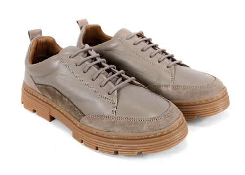 Pantofi casual damă Terra Nova din piele naturală și piele întoarsă – vizon