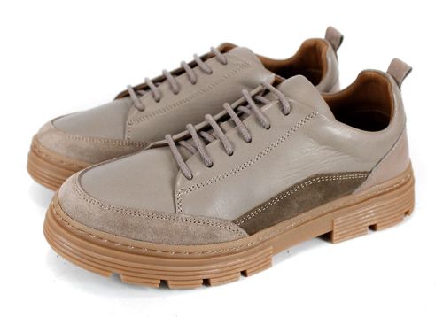 Pantofi casual damă Terra Nova din piele naturală și piele întoarsă – vizon