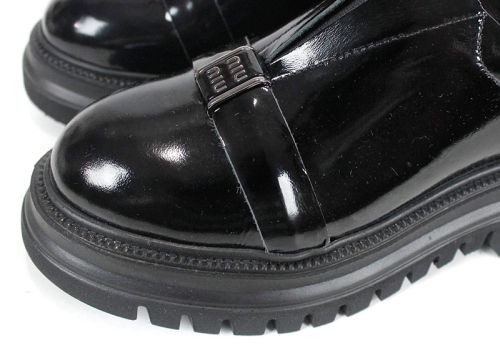 Pantofi damă Noir Elevato din lac negru cu talpă înaltă și elastic