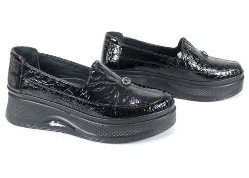 Pantofi damă Luce Nera – lac natural și platformă comodă