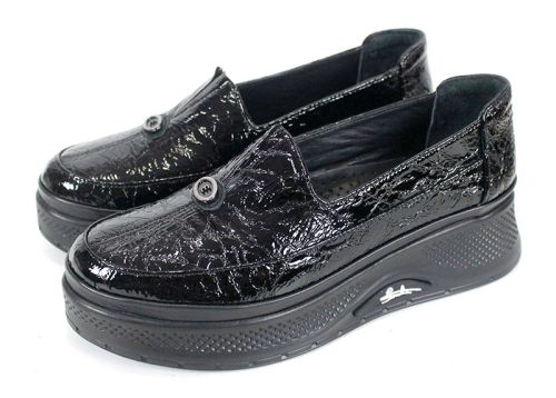 Pantofi damă Luce Nera – lac natural și platformă comodă