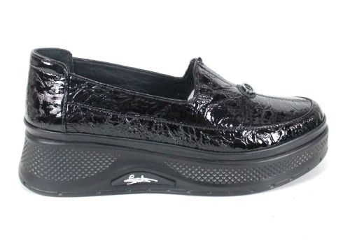 Pantofi damă Luce Nera – lac natural și platformă comodă