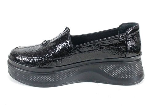 Pantofi damă Luce Nera – lac natural și platformă comodă