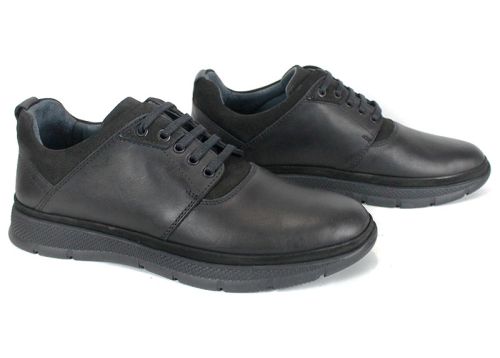 pantofi bărbătești Strada Nera, casual din piele naturală neagră cu talpă sport