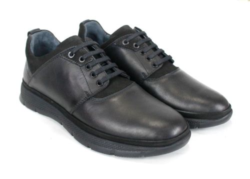 pantofi bărbătești Strada Nera, casual din piele naturală neagră cu talpă sport