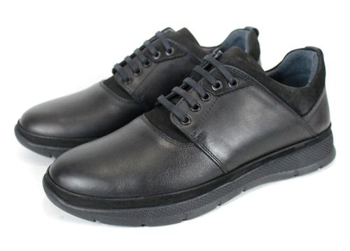 pantofi bărbătești Strada Nera, casual din piele naturală neagră cu talpă sport