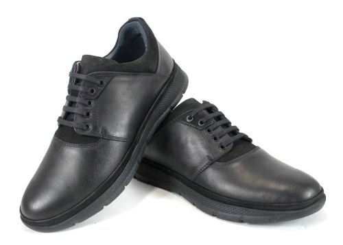 pantofi bărbătești Strada Nera, casual din piele naturală neagră cu talpă sport