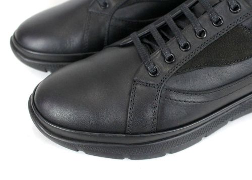 pantofi bărbătești Strada Forte, casual negri din piele naturală cu talpă sport