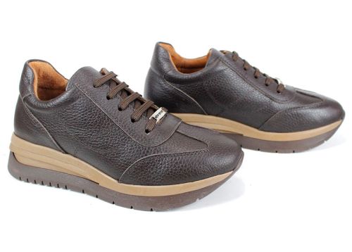 Pantofi sport damă Eleta – piele naturală floater, maro