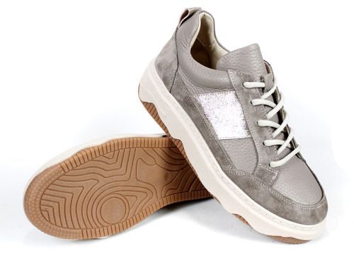 Pantofi sport damă Avileta din piele vizon și velur cu detaliu auriu și talpă albă