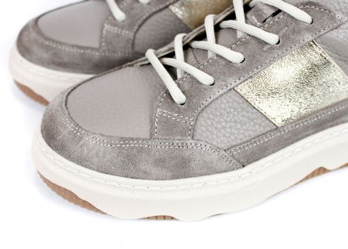 Pantofi sport damă Avileta din piele vizon și velur cu detaliu auriu și talpă albă