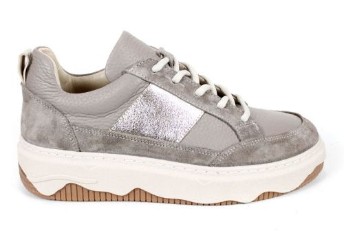 Pantofi sport damă Avileta din piele vizon și velur cu detaliu auriu și talpă albă