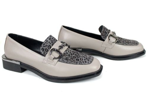 Pantofi damă Felina din piele vizon și print leopard, model premium