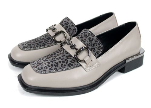 Pantofi damă Felina din piele vizon și print leopard, model premium