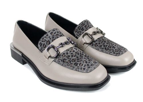 Pantofi damă Felina din piele vizon și print leopard, model premium