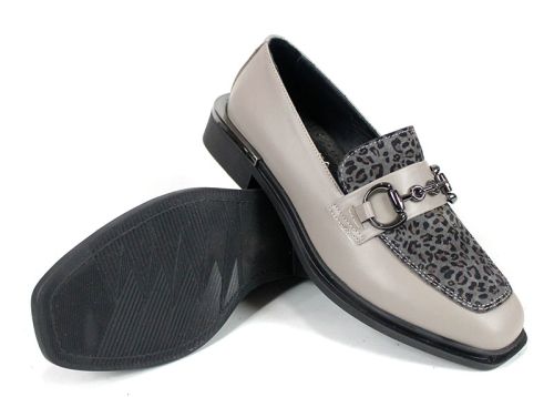 Pantofi damă Felina din piele vizon și print leopard, model premium