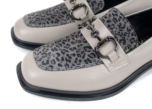 Pantofi damă Felina din piele vizon și print leopard, model premium