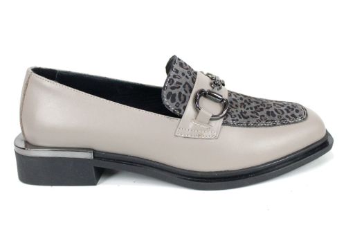 Pantofi damă Felina din piele vizon și print leopard, model premium