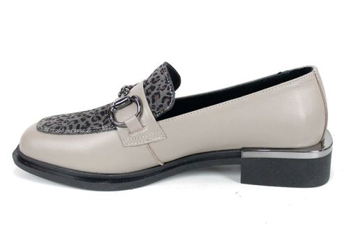 Pantofi damă Felina din piele vizon și print leopard, model premium