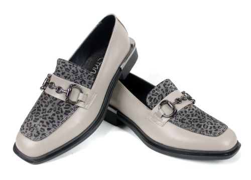 Pantofi damă Felina din piele vizon și print leopard, model premium