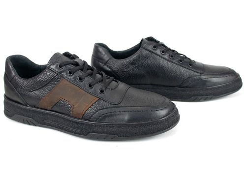 pantofi casual bărbați din piele naturală cu detaliu maro