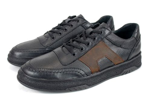 pantofi casual bărbați din piele naturală cu detaliu maro